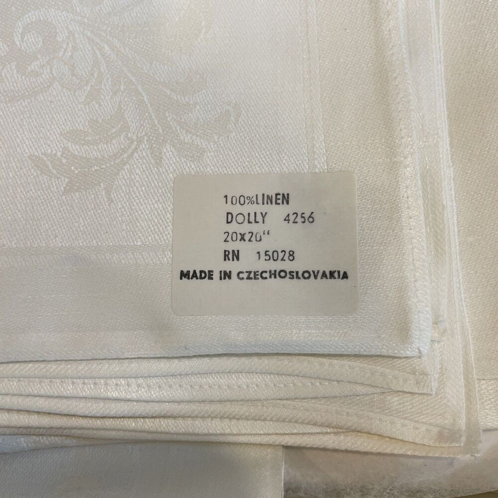 VTG NEIMAN MARCUS Dolly 12PC SET WHITE LINEN NAPKINS 20X20 Czechoslovakia